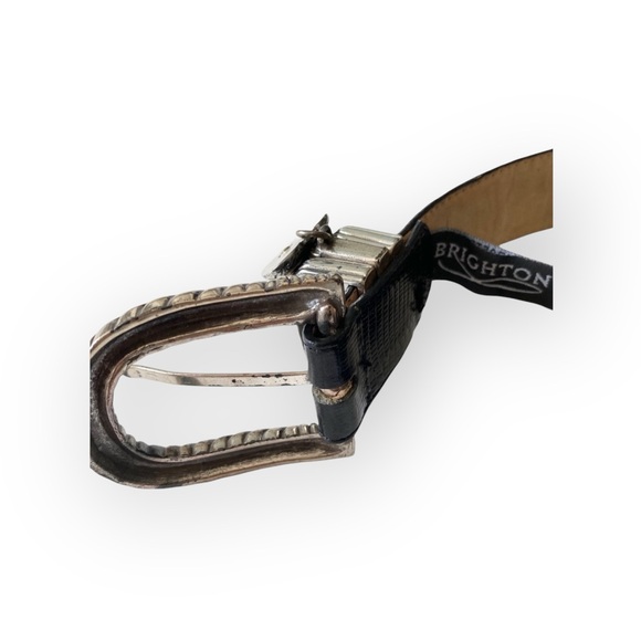 Vintage: Brighton ❤︎︎ Heart Charm Leather Belt ❤︎︎ Croc Embossed Two Tone Metal - Picture 11 of 16